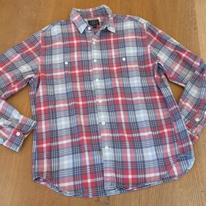 J.Crew Men's Red Plaid Button-Up Shirt